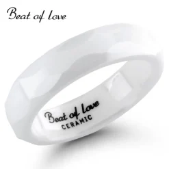 Beat of Love keraaminen sormus 5mm, kiiltävä pinta, valkoinen