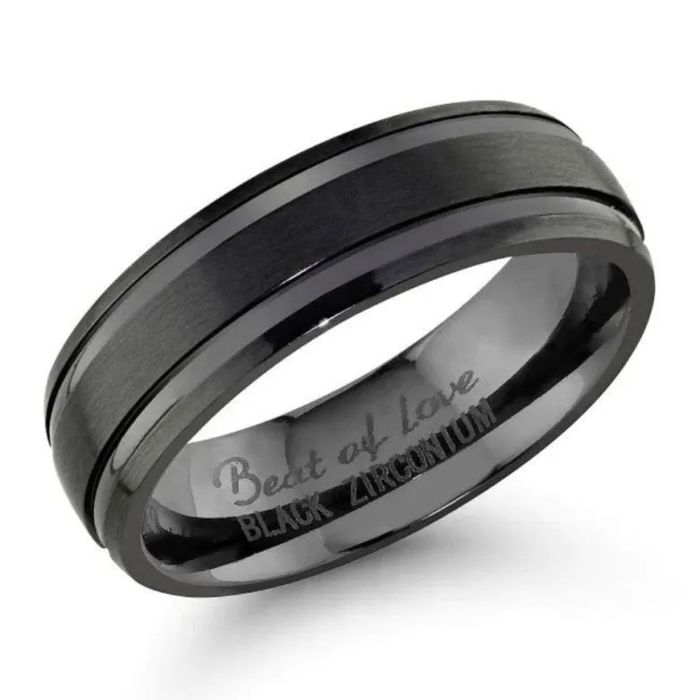 Beat of Love zirkonium sormus, musta, 6mm