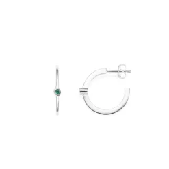 Efva Attling Micro Blink Hoops korvakorut, hopea ja vihreä smaragdi