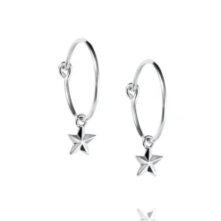 Efva Attling Micro Catch A Falling Star Hoops korvakorut, hopeaa