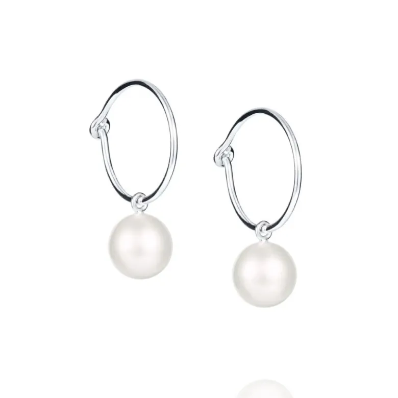 Efva Attling Pop Pearls Hoops korvakorut, hopea ja makeanvedenhelmi