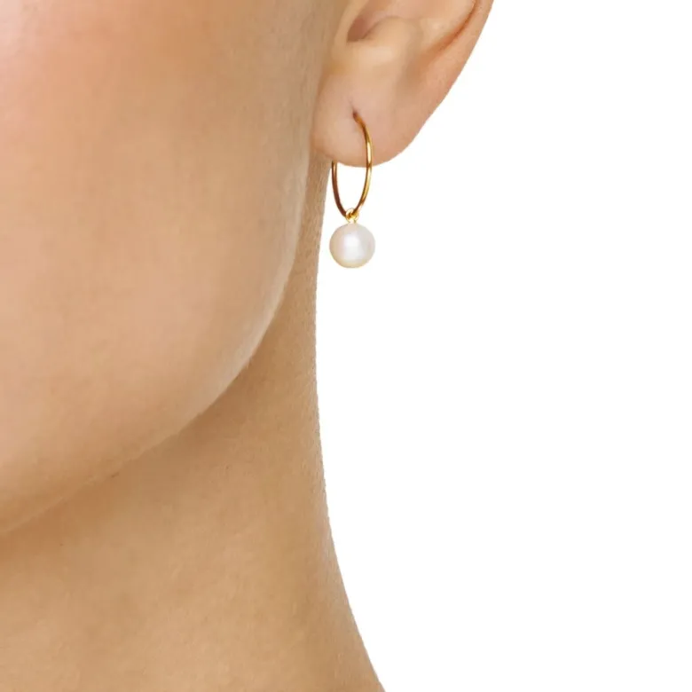 Efva Attling Pop Pearls Hoops korvakorut, keltakulta ja makeanvedenhelmi