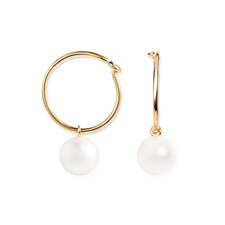 Efva Attling Pop Pearls Hoops korvakorut, keltakulta ja makeanvedenhelmi