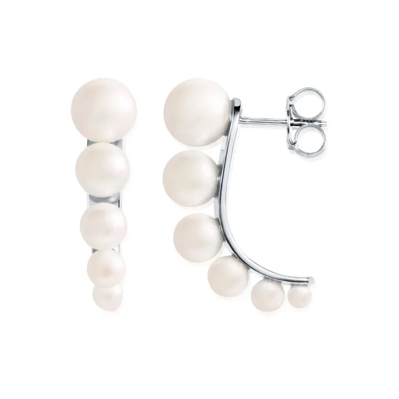 Efva Attling Strings of Pearls Hoops korvakorut, hopea ja makeanvedenhelmet