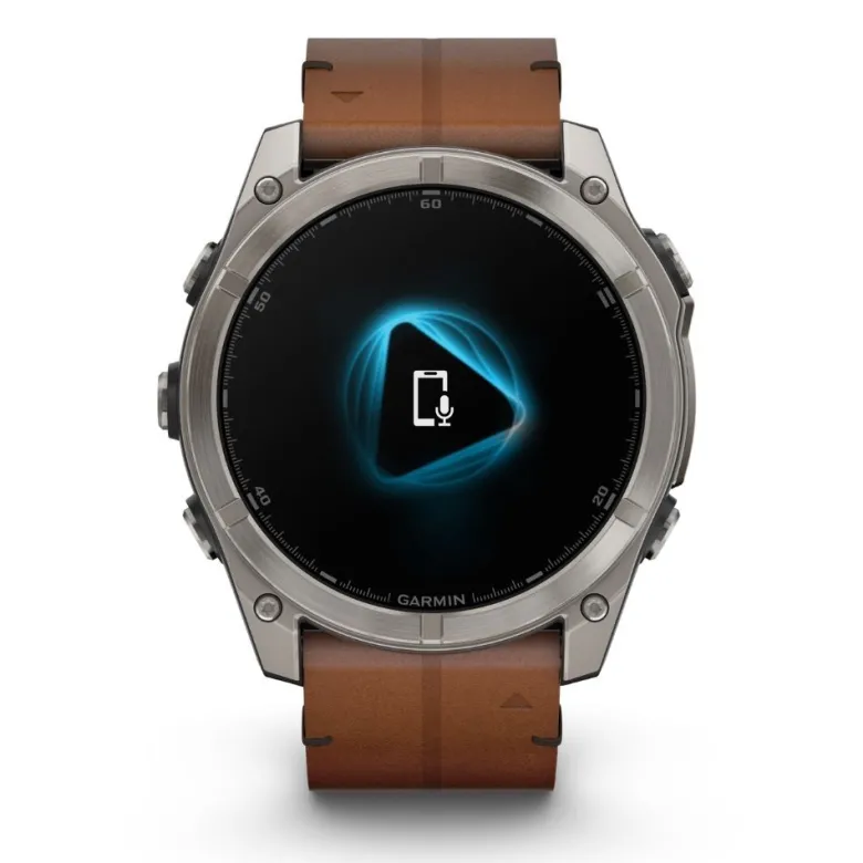 Garmin Fenix 8, 51mm Amoled Sapphire, hiilenharmaa titaani ja ruskea nahkaranneke, älykello 010-02905-40