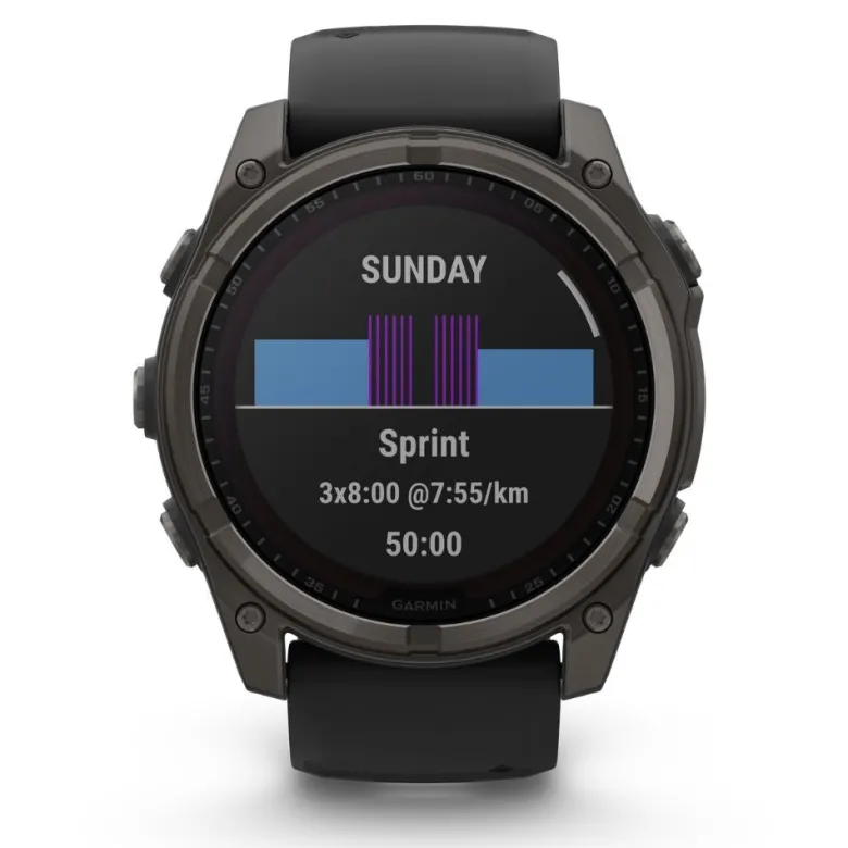 Garmin Fenix 8, 51mm Solar Sapphire, hiilenharmaa DLC-titaani ja musta, älykello 010-02907-11