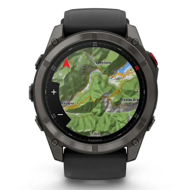 Garmin Fenix 8 Pro Amoled 51mm LTE Sapphire, hiilenharmaa titaani ja musta ranneke, älykello 010-03199-01