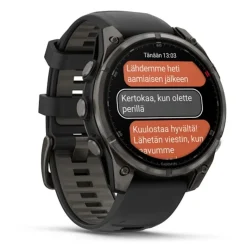 Garmin Fenix 8 Pro Amoled 47mm LTE Sapphire, hiilenharmaa titaani ja musta ranneke, älykello 010-03198-01