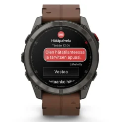 Garmin Fenix 8 Pro Amoled 51mm LTE Sapphire, titaani ja ruskea nahkaranneke, älykello 010-03199-40