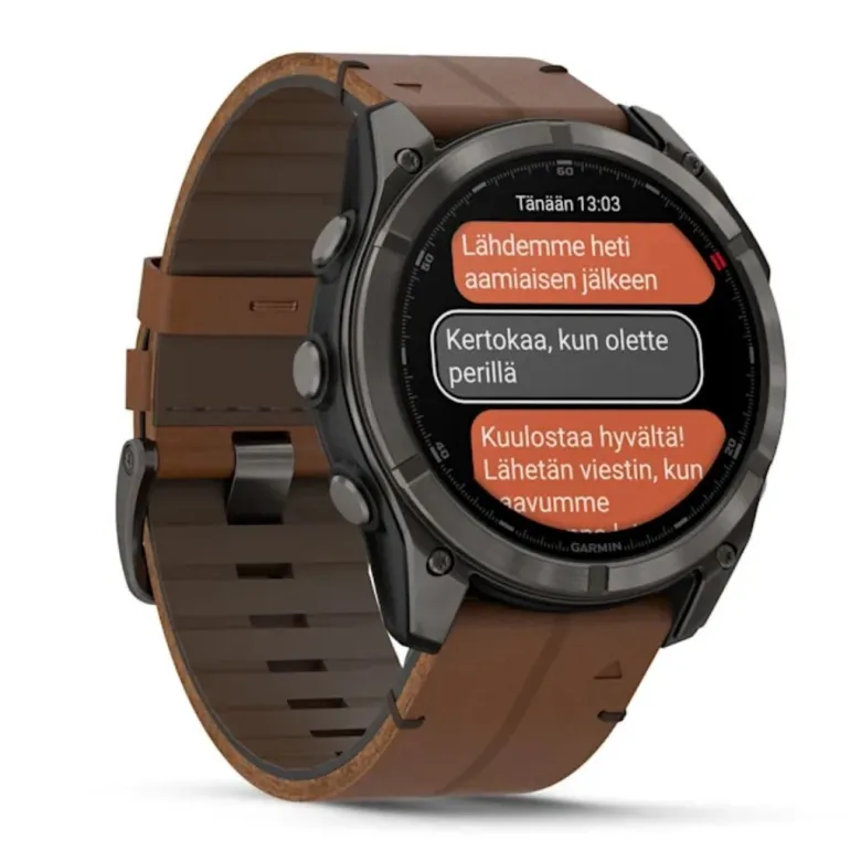 Garmin Fenix 8 Pro Amoled 51mm LTE Sapphire, titaani ja ruskea nahkaranneke, älykello 010-03199-40