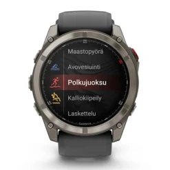 Garmin Fenix 8 Pro Amoled 51mm LTE Sapphire, grafiitinharmaa titaani ja musta ranneke, älykello 010-03199-11