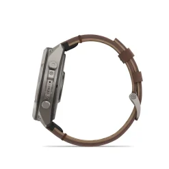 Garmin Fenix 9 Pro inReach AMOLED, 51mm, harmaa titaani ja pähkinänruskea nahkaranneke, älykello 010-04337-41