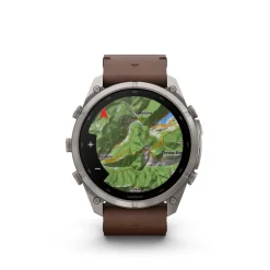 Garmin Fenix 9 Pro inReach AMOLED, 51mm, harmaa titaani ja pähkinänruskea nahkaranneke, älykello 010-04337-41