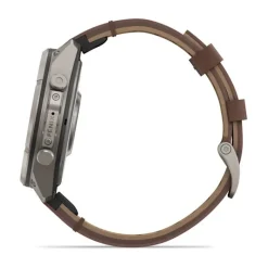 Garmin Fenix 9 Pro inReach AMOLED, 47mm, harmaa titaani ja pähkinänruskea nahkaranneke, älykello 010-04336-41