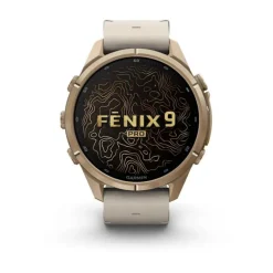 Garmin Fenix 9 Pro inReach AMOLED, 43mm, kullanvärinen titaani ja luunharmaa nahkaranneke, älykello 010-04335-41