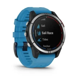 Garmin Quatix 7, teräs ja sininen silikoniranneke, GPS-veneilyälykello 010-02540-61