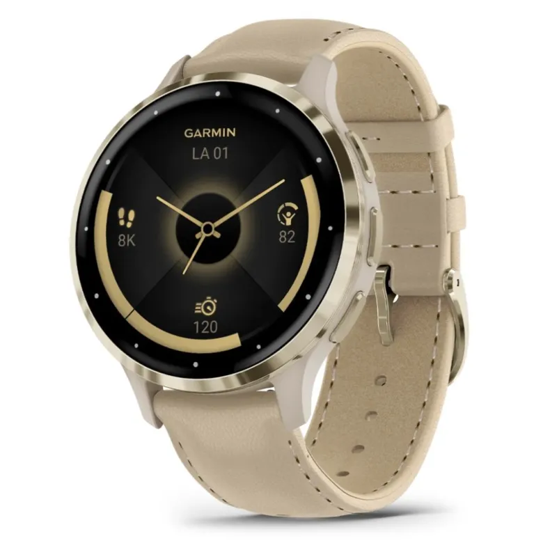 Garmin Venu 3S kullanväri ja viileän harmaa nahkaranneke, Amoled GPS-älykello 010-02785-55