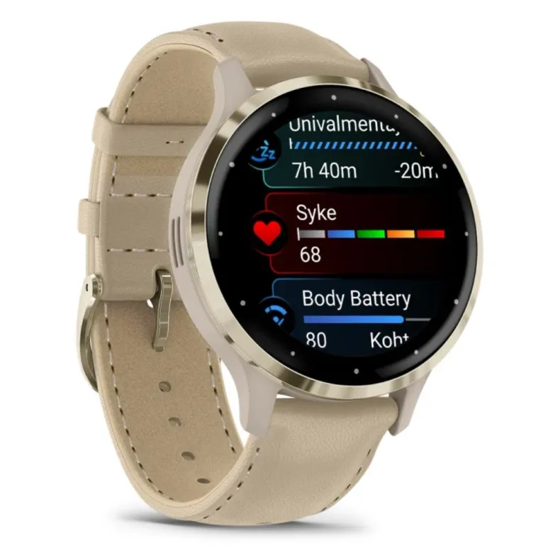 Garmin Venu 3S kullanväri ja viileän harmaa nahkaranneke, Amoled GPS-älykello 010-02785-55
