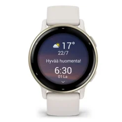 Garmin Vivoactive 5, vaalea kulta ja norsunluunvalkoinen, 42 mm, Amoled monilajiälykello 010-02862-11