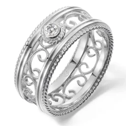 Kalevala Filigraani sormus, 14K valkokulta, 0,06ct, Kalevala Love, 541000503D