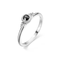 Kalevala Valittu sormus, 14K valkokultaa, musta ja kirkkaat timantit 0,23ct, Kalevala Love