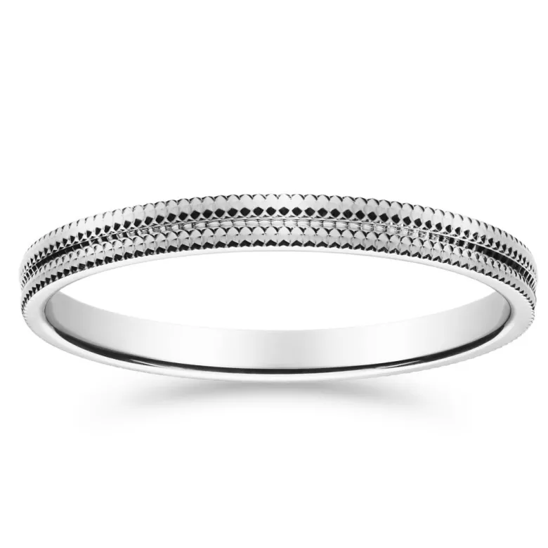 Kihlasormus Kohinoor, valkokulta 2 mm, timanttileikattu pinta