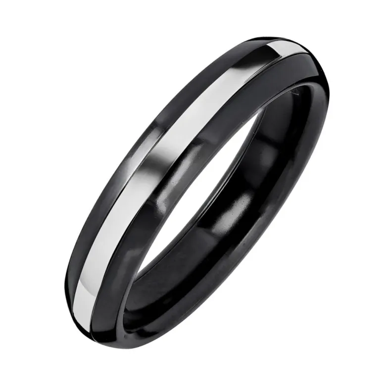 Kohinoor Duetto Black Edition kihlasormus, 4,5 mm, zirkonium valkokultaraidalla 006-093V