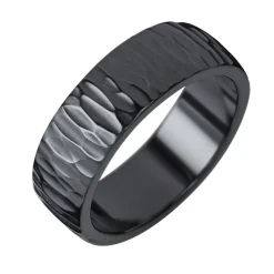 Kohinoor Duetto Black Edition, Wood kihlasormus, 7 mm, musta zirkonium 006-814