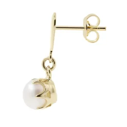 Kultaiset helmikorvakorut 5mm makeanveden helmillä, 14K keltakulta