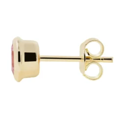 Kultaiset korvakorut 5mm pinkillä zirkoniakivellä, 14K keltakulta