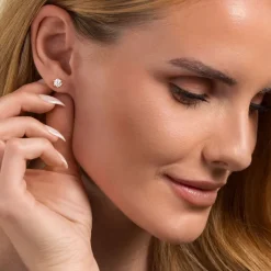 Kultaiset korvakorut 5mm zirkoniakivellä, 14K keltakulta