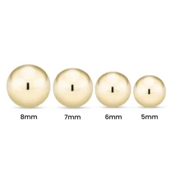 Kultaiset pallokorvakorut, 8mm pallo, 14K keltakulta