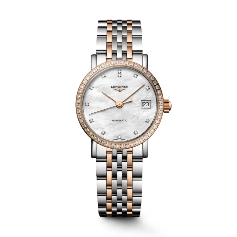 Longines Elegant Collection, ruusukulta ja timantit, rannekello L43095817