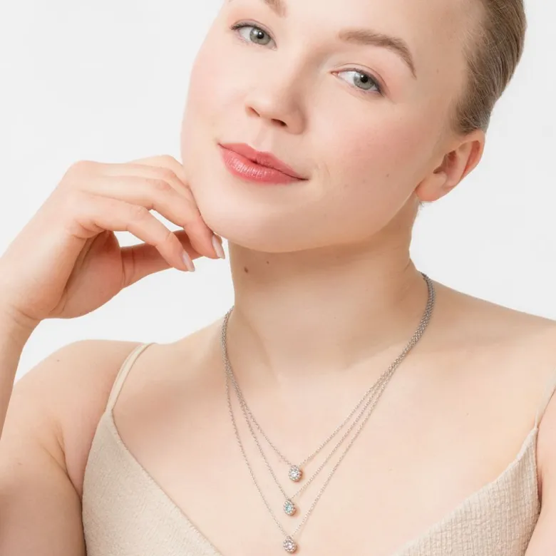 Lumoava Daisy pieni riipus, pinkillä kivellä, hopea