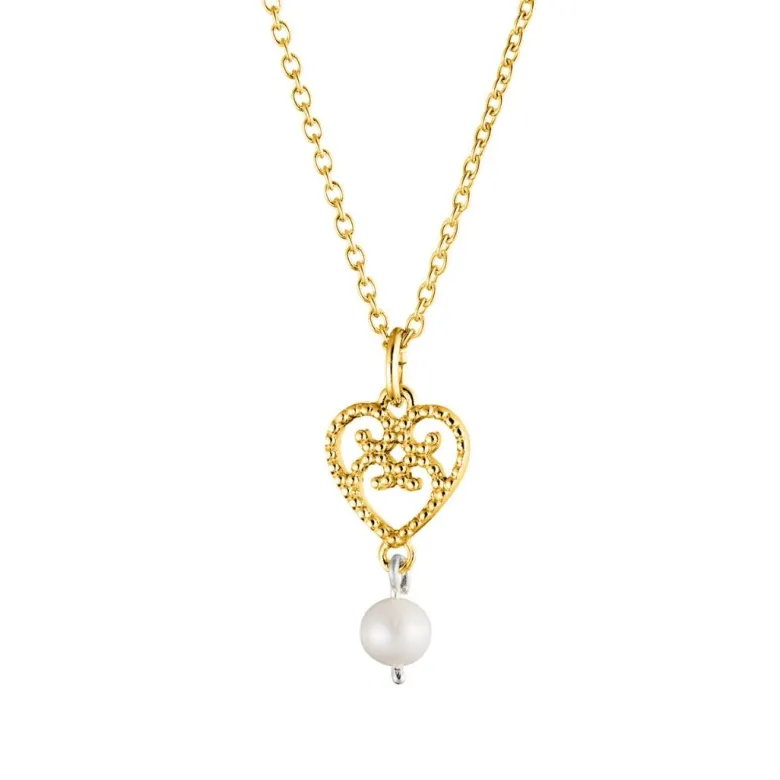 Lumoava Helmi riipus Akoya-helmellä, keltakullattua hopeaa