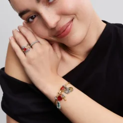 Pandora Disney Beauty and the Beast Enchanted Rose Snake Chain rannekoru, keltakullattu 564019C01