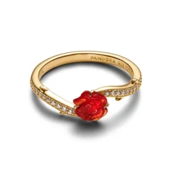 Pandora Disney Beauty and the Beast Enchanted Rose sormus, keltakullattu, 163984C01