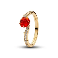 Pandora Disney Beauty and the Beast Enchanted Rose sormus, keltakullattu, 163984C01