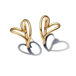 Pandora Essence Organically Shaped Heart rengaskorvakorut, keltakullattu, 263807C00