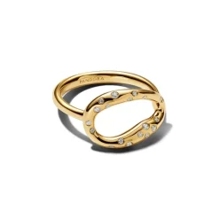 Pandora Essence Organically Shaped Stone-Set Statement sormus, keltakullattu, 164676C01