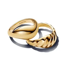 Pandora Essence Rippled Stacking sormus, setti, keltakullattu, 163832C00