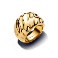 Pandora Essence Rippled Statement sormus, keltakullattu, 163884C00