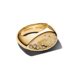 Pandora Essence Stone-Set Oval Domed Signet sormus, keltakullattu, 164671C01