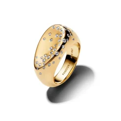 Pandora Essence Stone-Set Oval Domed Signet sormus, keltakullattu, 164671C01