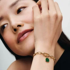 Pandora ME Green Engravable Mini Medallion hela, keltakullattu, 763389C01