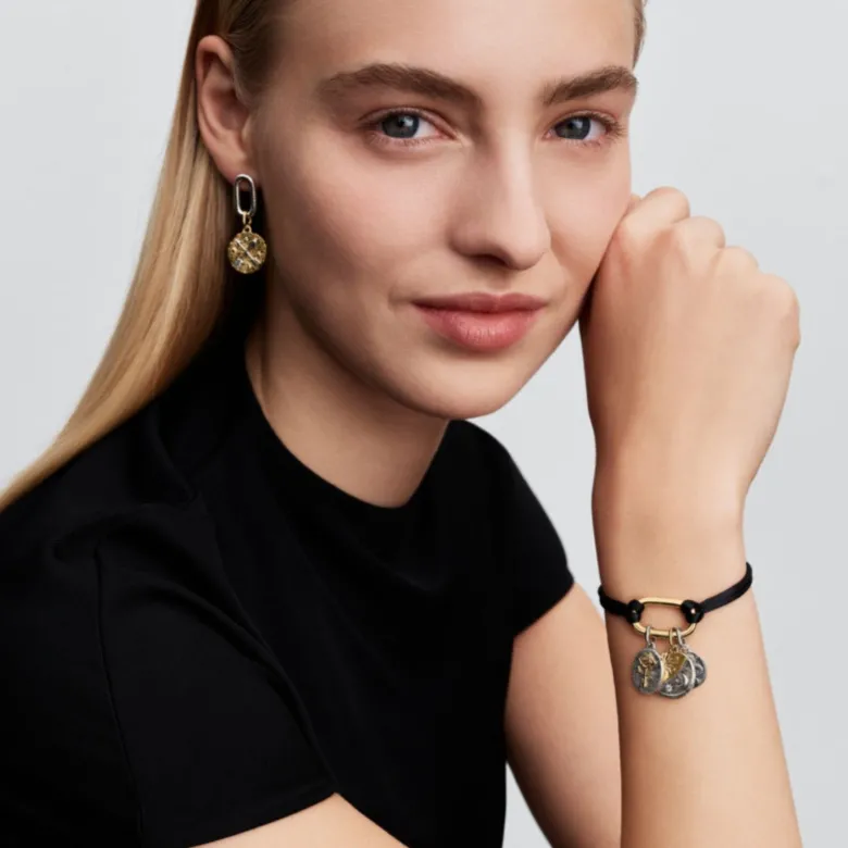 Pandora ME Openable Link Cord rannekoru, tekstiili ja keltakullattu, 564680C01