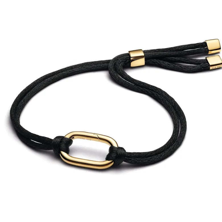 Pandora ME Openable Link Cord rannekoru, tekstiili ja keltakullattu, 564680C01