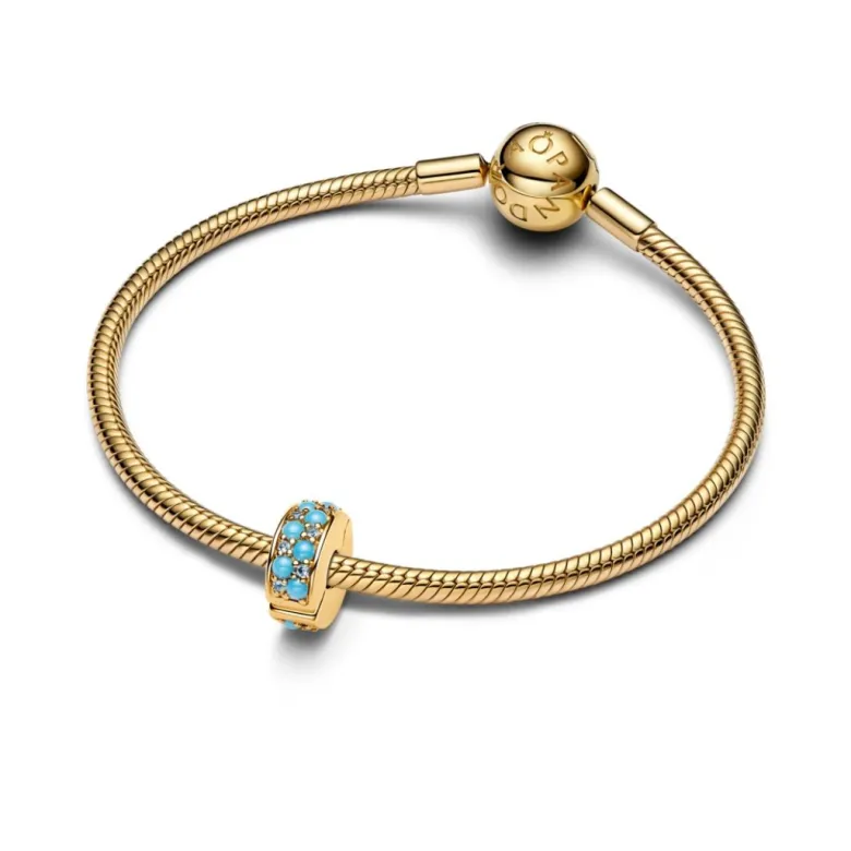 Pandora Moments Aqua Blue lukkopala, keltakullattu, 763902C01