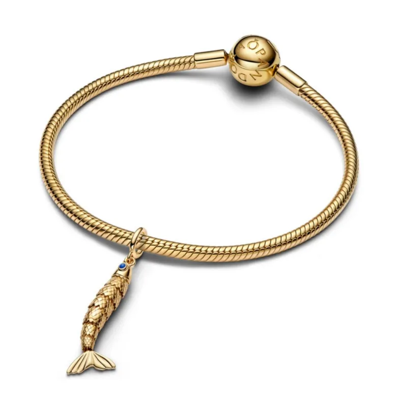 Pandora Moments Articulated Fish hela, keltakullattu, 764686C01