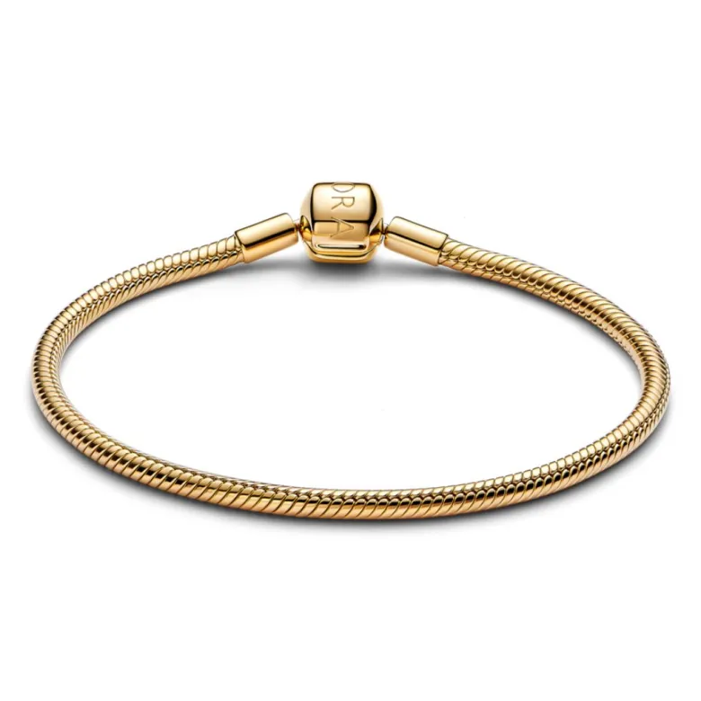 Pandora Moments Barrel Clasp Snake Chain rannekoru, keltakullattu, 563390C00